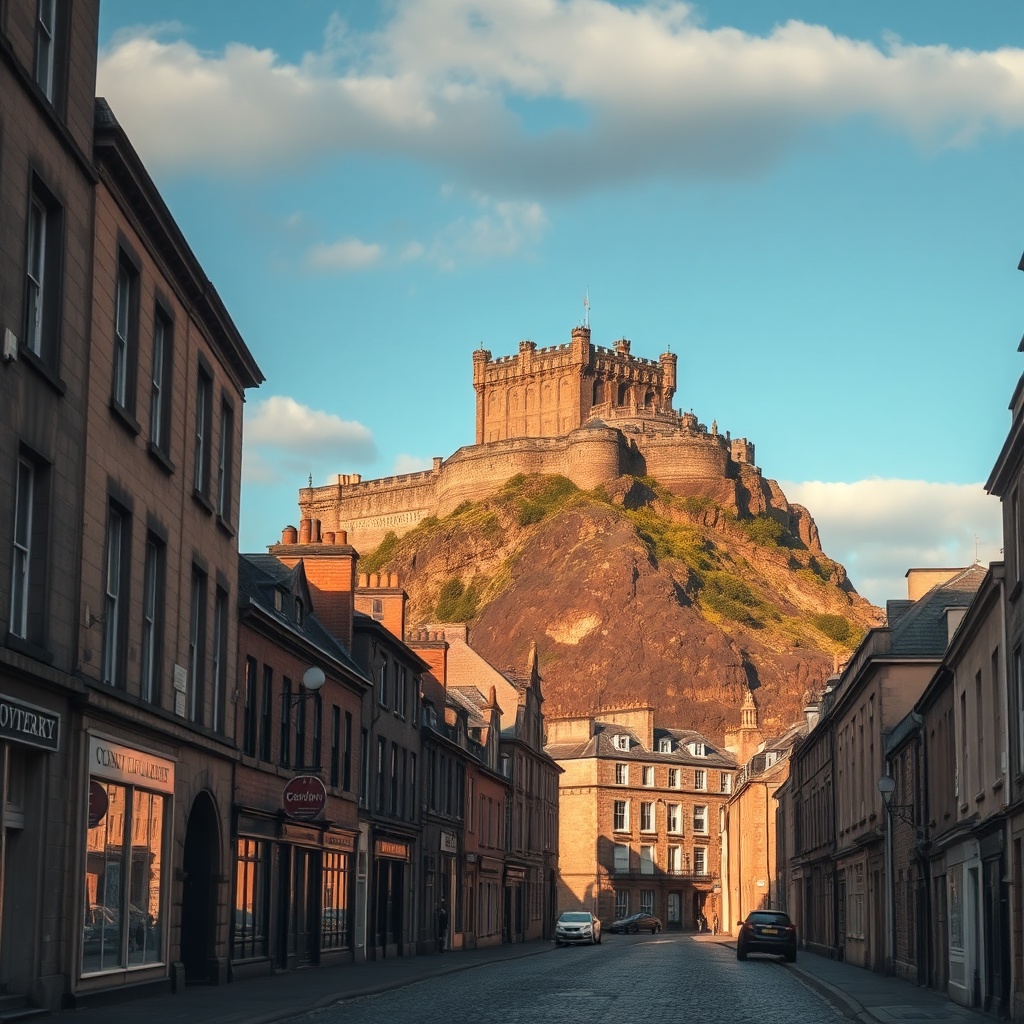 Edinburgh Castle and the historic Royal Mile in warm light
